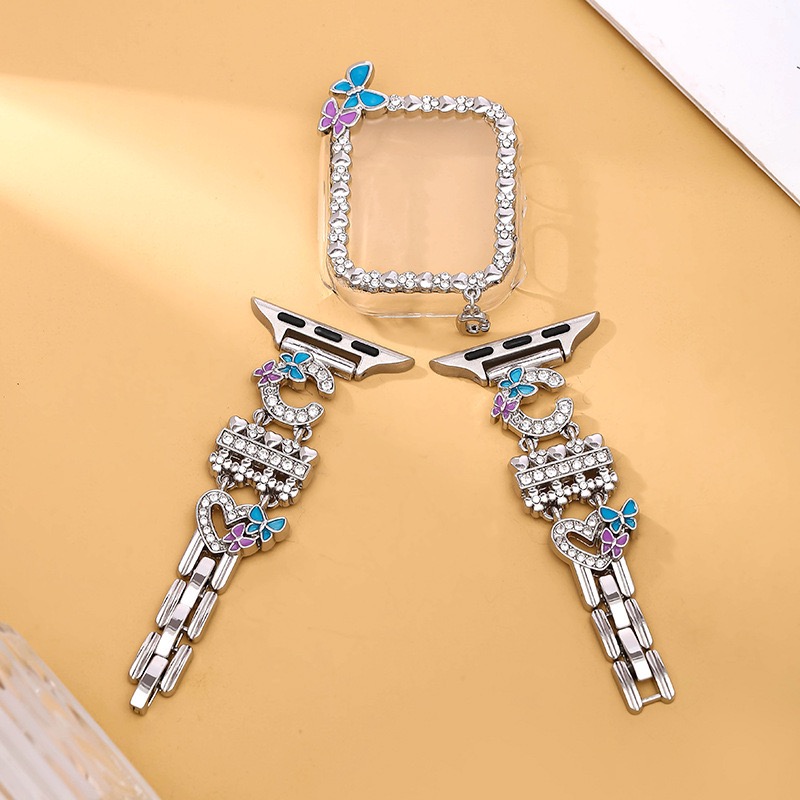 Alloy watch band 26-Letter Alphabet Rhinestone Strap Set for Apple Watch All Series