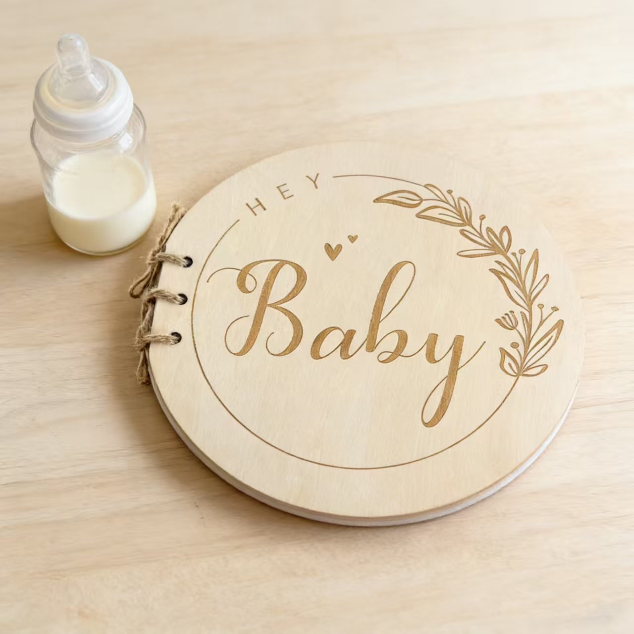 Infant Baptism Baby Shower Memory Sign-in Book Laser Engraved Wooden