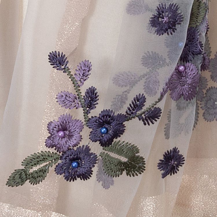 Embroidered Long Scarves Embroidered Begonia Flower Long Scarf and Shawl