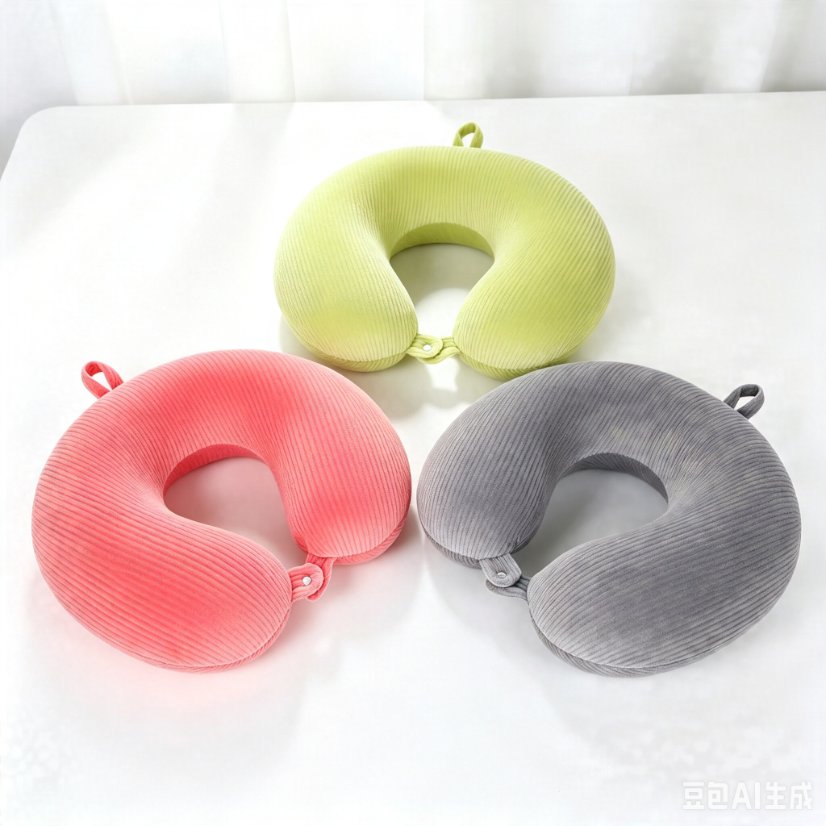 U-shaped pillow Vertical Ribbed Solid Color Memory Foam U-Shaped Pillow