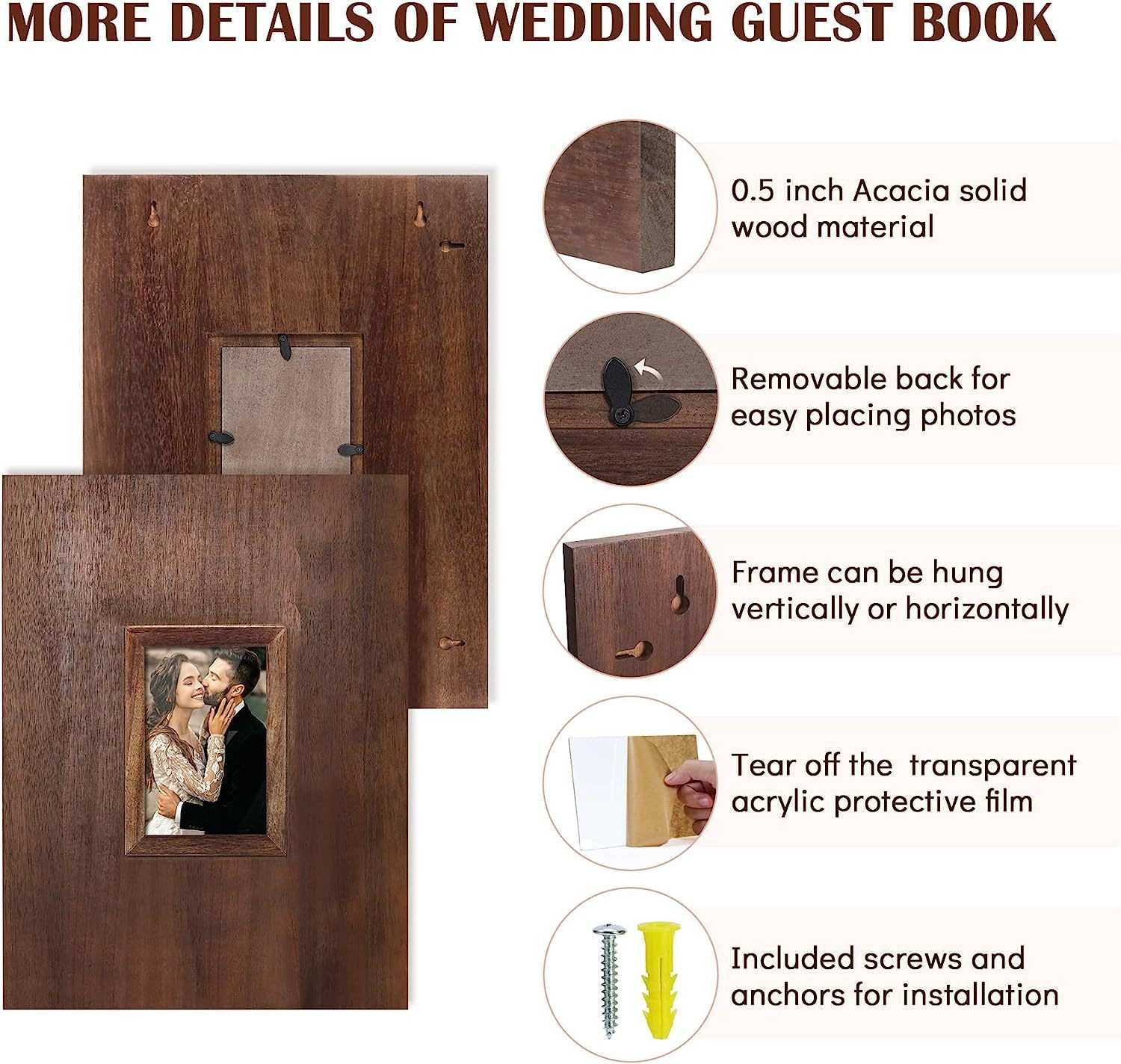 Wedding Sign-in Bride and Groom Souvenir Wall Hanging Wooden Signature Frame Wedding