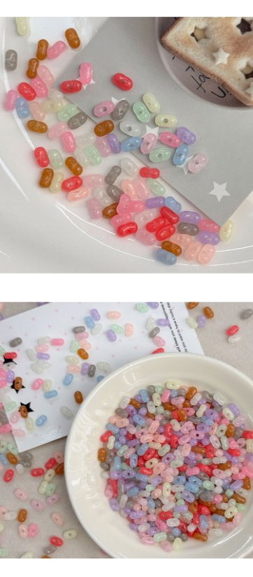 Solid Color Acrylic Beads Jelly Luminous Peanut Beads