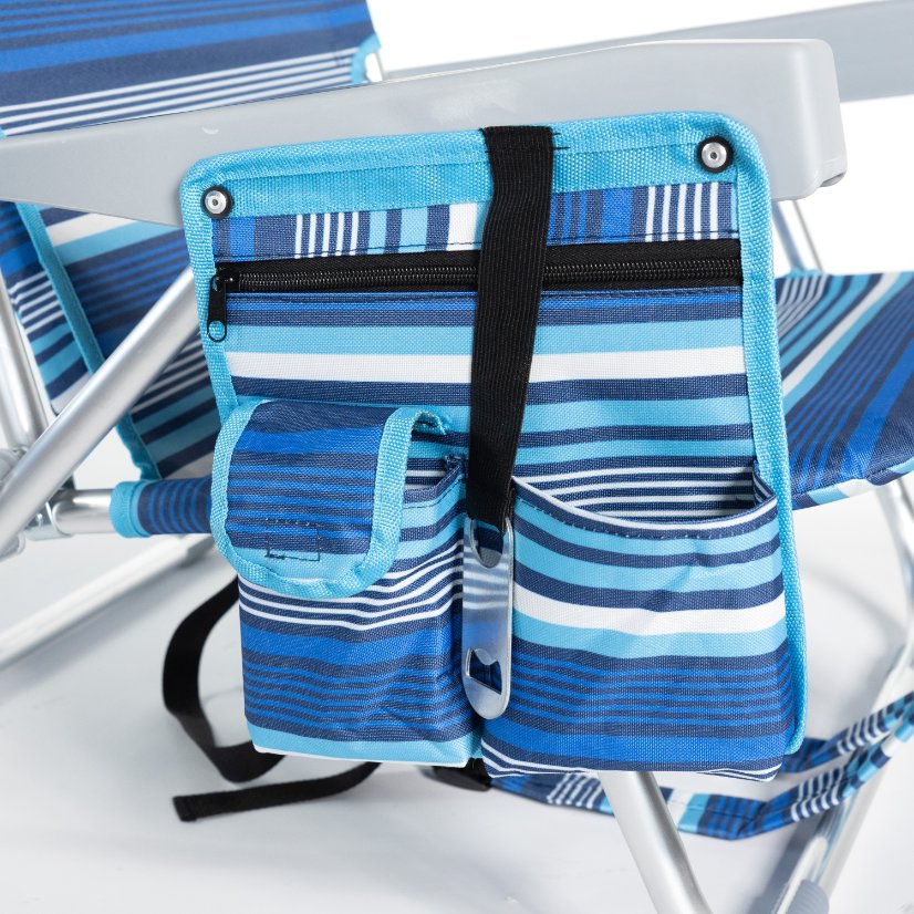 Beach Chair five position adjustable strap chair with a ice bag