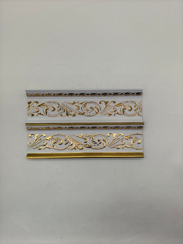 cornice PS European Scroll Embossed Crown Molding, White Gold Light Luxury Ceiling Cornice Trim