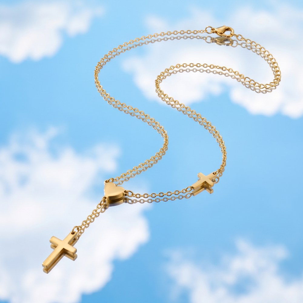 Stainless Steel Necklace Faith & Eternity Lariat Necklace