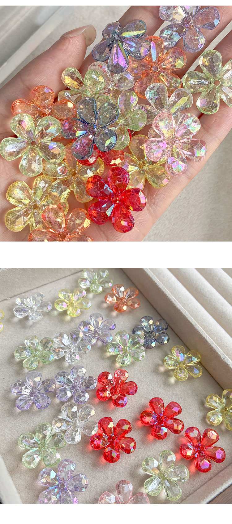 Flower & Leaf Shaped Charms Transparent ab five-petaled flower-112