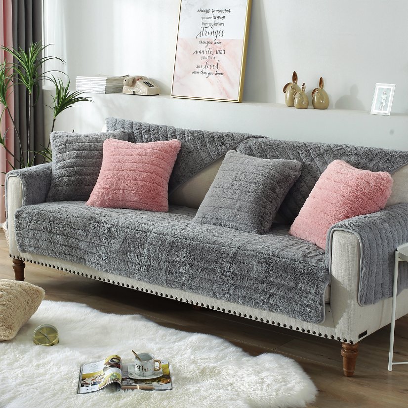 Plush sofa cushion Straight Stripe Long Plush Sofa Cushion