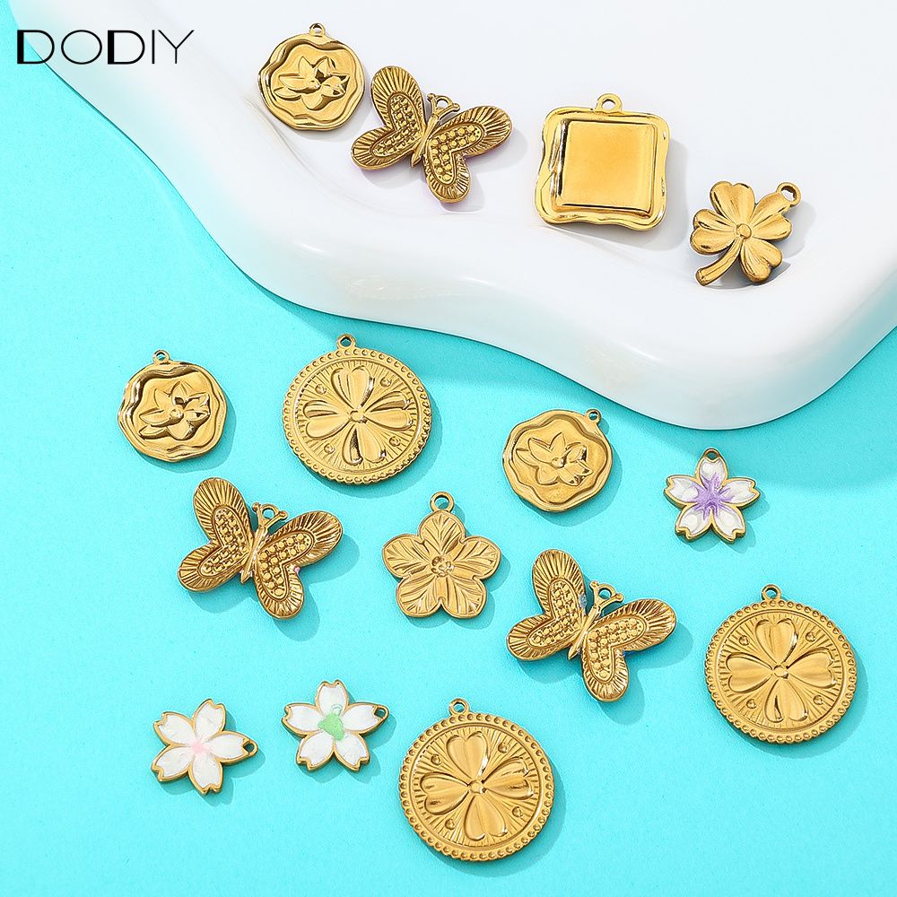 Charms DODY Floral Enamel Charms | 316L Stainless Steel 18K PVD Gold DIY Jewelry Pendants
