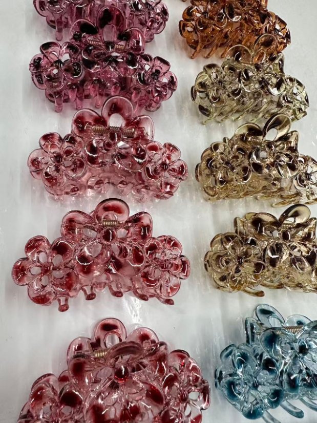 PC plastic claw clip Hollow Three-Flower Elastic Claw Clip