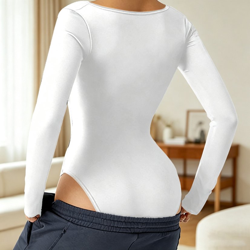Bodysuits & Rompers 735 Long-Sleeve Square-Neck Bodysuit