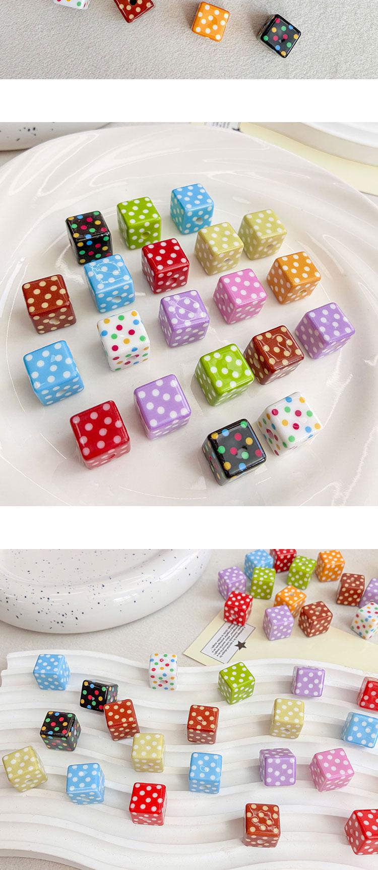 Printed bead Polka Dot Square Beads