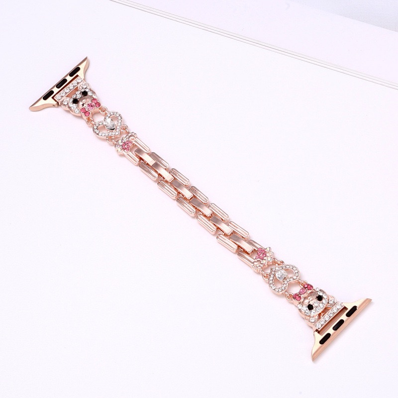 Alloy Watch Band Set Bear Rhinestone Metal Strap + Case Set for Apple Watch All Series