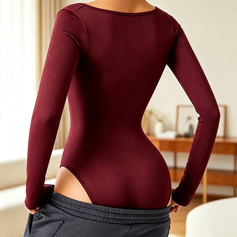 Bodysuits & Rompers 735 Long-Sleeve Square-Neck Bodysuit