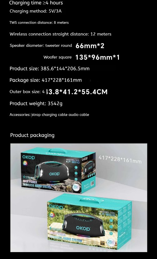 Portable Outdoor Bluetooth Speaker KP-8010 Wireless Bluetooth Speaker