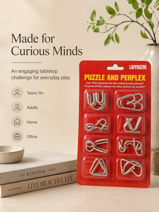 Puzzle Lock 8-piece Red Set of Intellectual Disentangling Puzzle Cards