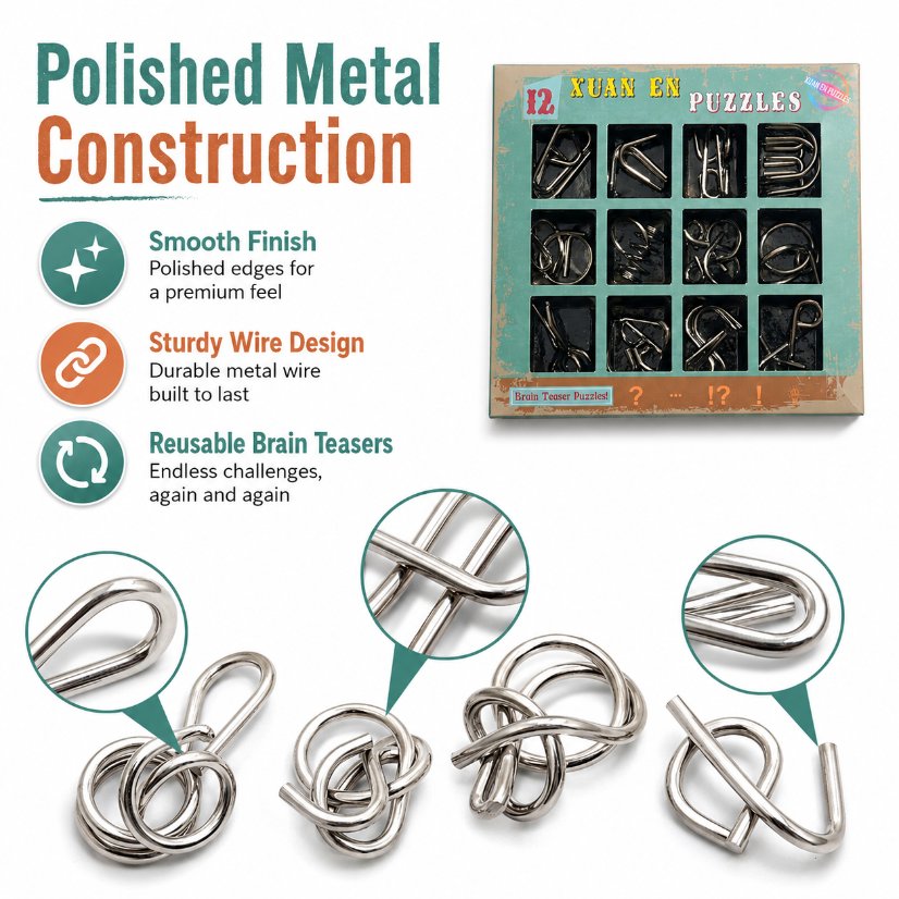 Puzzle Lock Metal Unlock Puzzle 12-in-1 Set