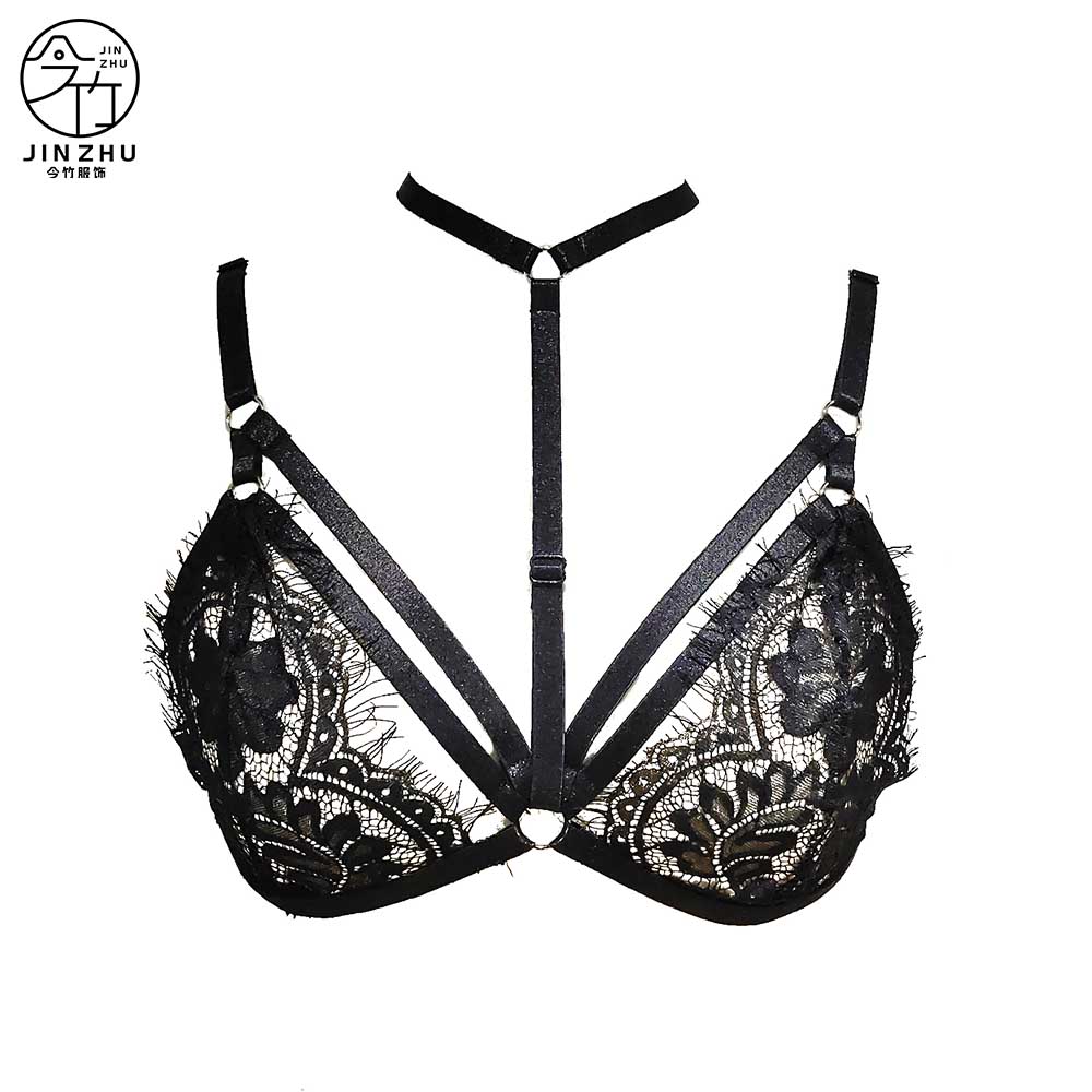 女士上衣 Choker Lace Upper Body Harness – Floral Lace Halter Strap Top