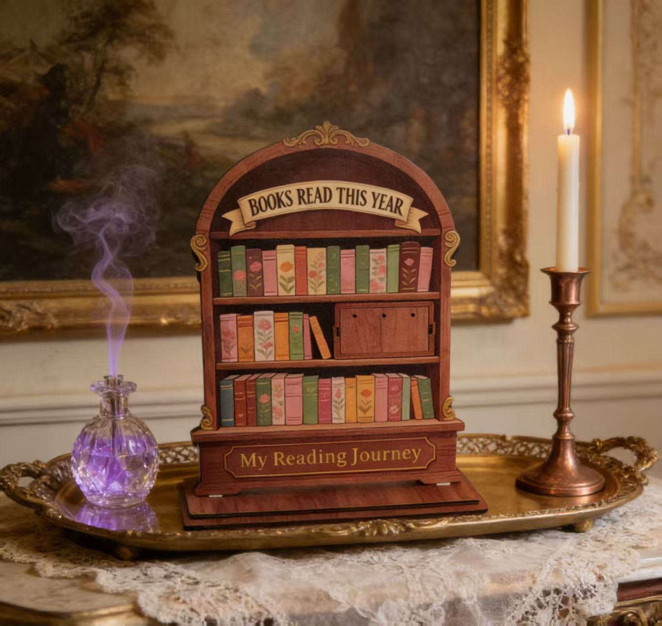 Holidays, gifts Wooden Vintage Books Reading Counter