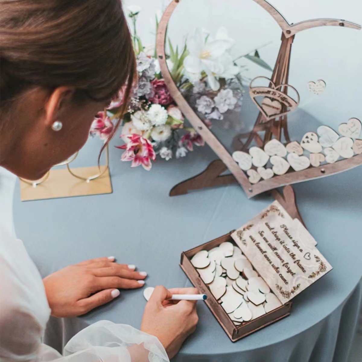 Wedding Sign-in Wooden Heart Guest Message Drop Box Wedding Sign-in