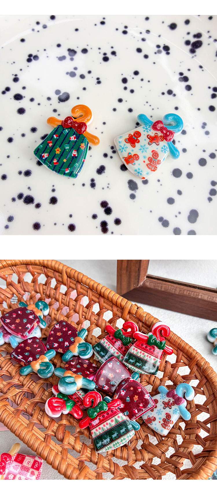Printed bead Printed Christmas clothes hanger beads