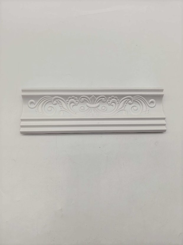 cornice PS European Retro Scroll Embossed Crown Molding, Raw White Blank Ceiling Cornice Line