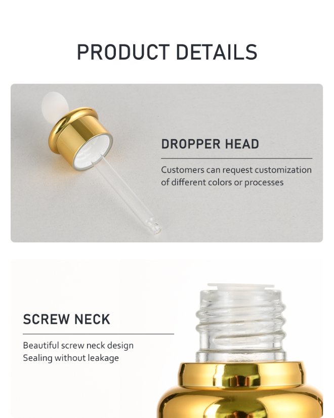 frasco cuentagotas 20ml/30ml Dropper Bottle for Serum & Cosmetic Packaging
