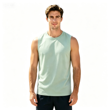 Short-Sleeve T-Shirts Men's Solid Roma-Knit Sleeveless Sports Tank Top