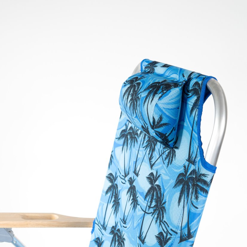 Beach Chair wooden armrest five-position adjustable strap chair