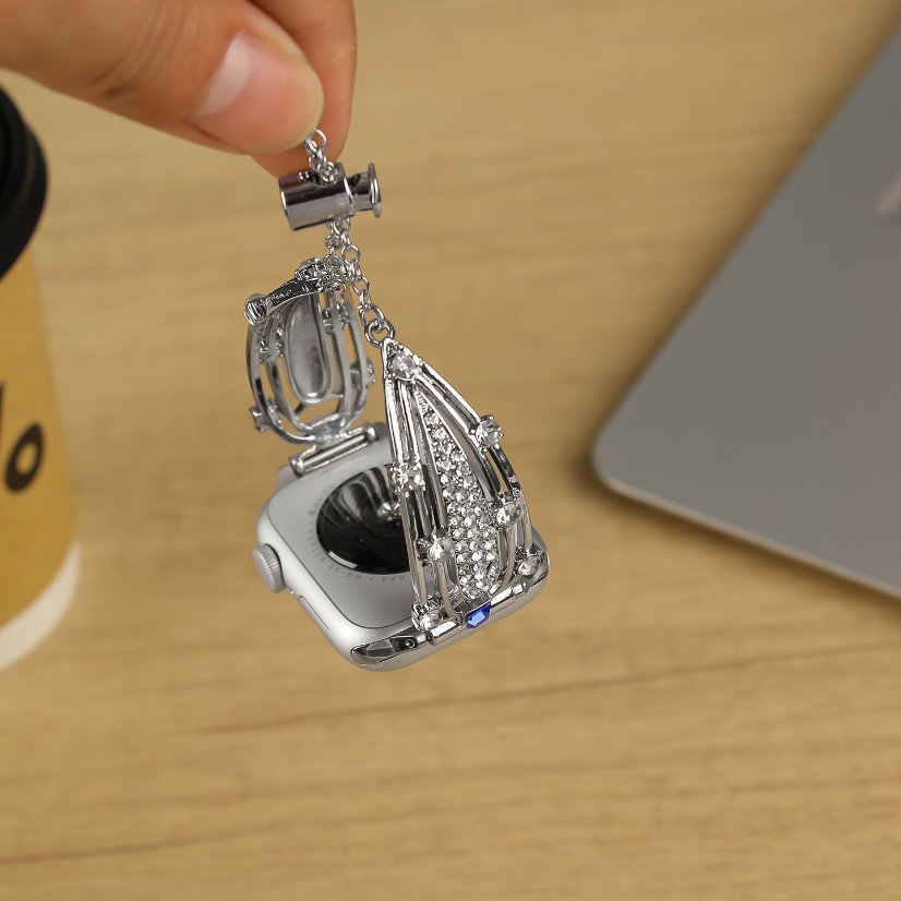 Alloy watch band  Hollow Teardrop Rhinestone Metal Strap for Apple Watch All Series