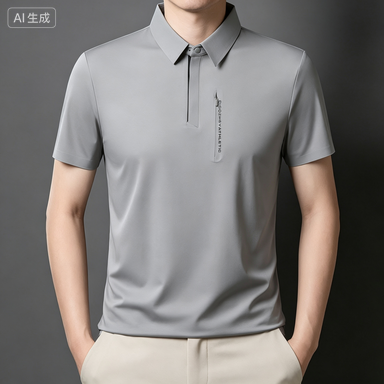 Men's Business Polos Men's Seamless Ice-Silk Short-Sleeve Business Polo Shirt