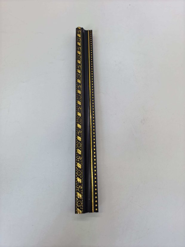 frame PS Ethnic Pattern Gold Embossed Molding, Black Double Carved Frame Trim