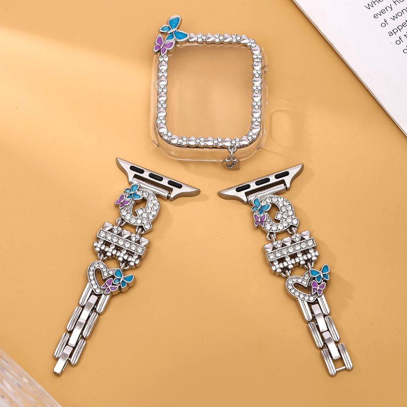 Alloy watch band 26-Letter Alphabet Rhinestone Strap Set for Apple Watch All Series