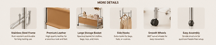 Mid‑Century Clothes Rack Leather Clothes Rack
