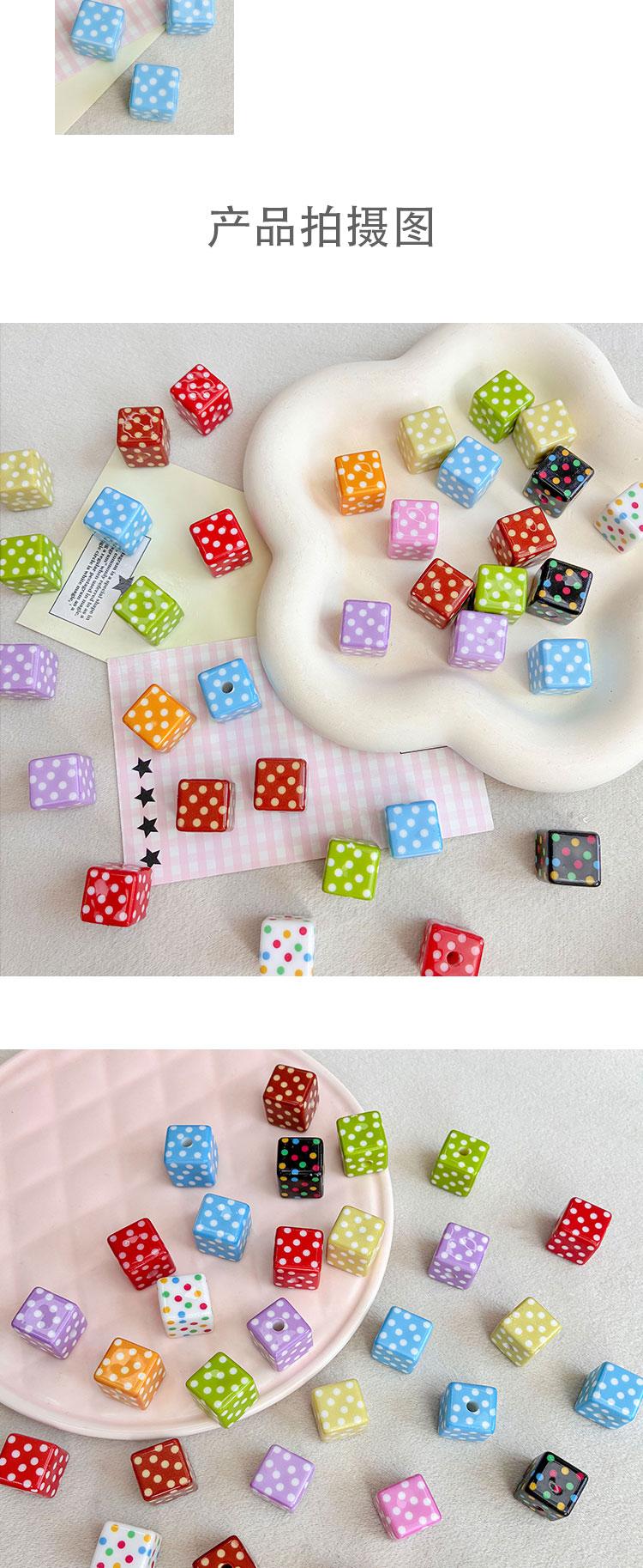 Printed bead Polka Dot Square Beads