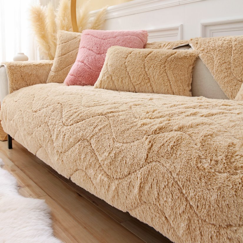Plush sofa cushion Wavy Long Plush Sofa Cushion