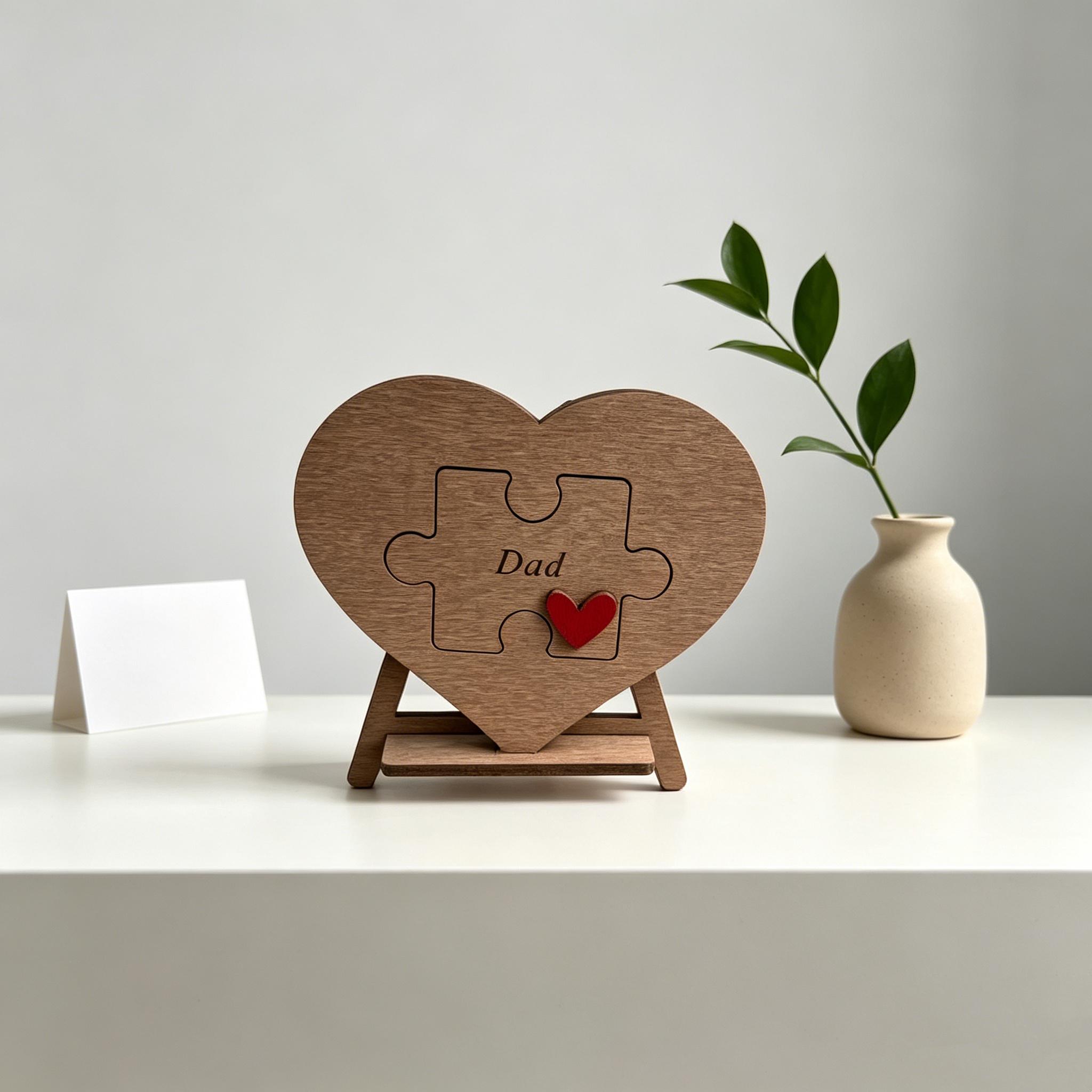 Holidays, gifts Heart Romantic Wooden Board Ornament Puzzle Sign Father's Day Mother's Day