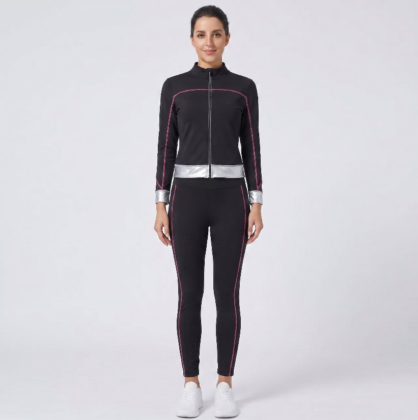 Activewear Stand Collar Hot Pink Set