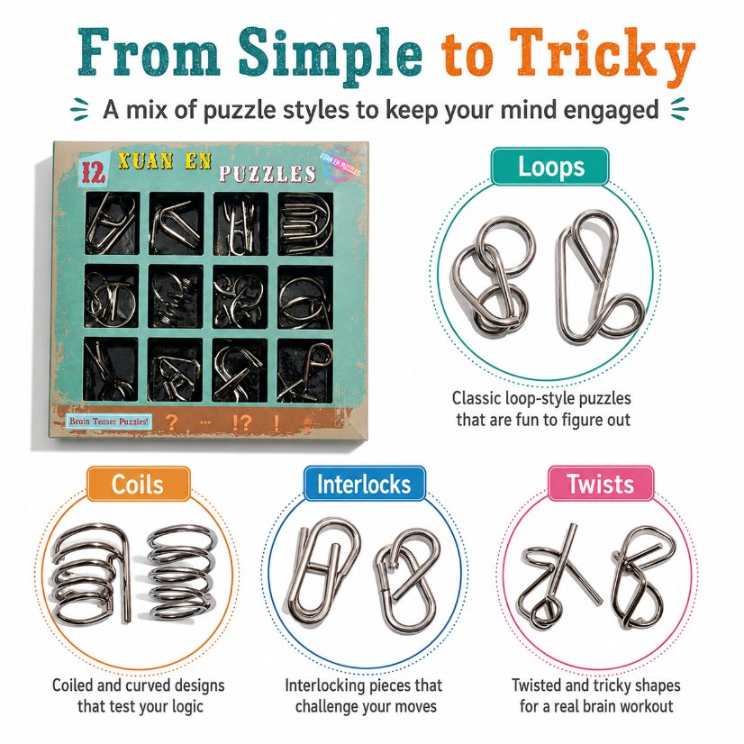 Puzzle Lock Metal Unlock Puzzle 12-in-1 Set