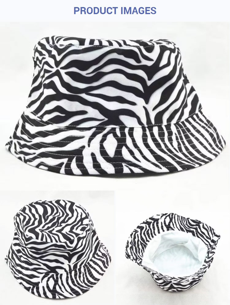 Bucket Hats Fashion Black White Zebra Animal Print Bucket Cap Unisex Trendy Streetwear Fisherman Hat