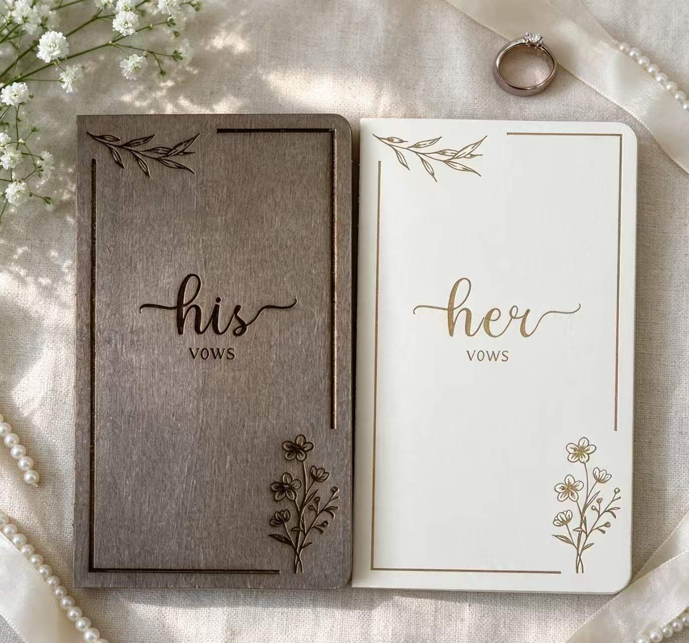 Wedding Supplies Wooden Wedding Vow Book His Her Vows Bride and Groom