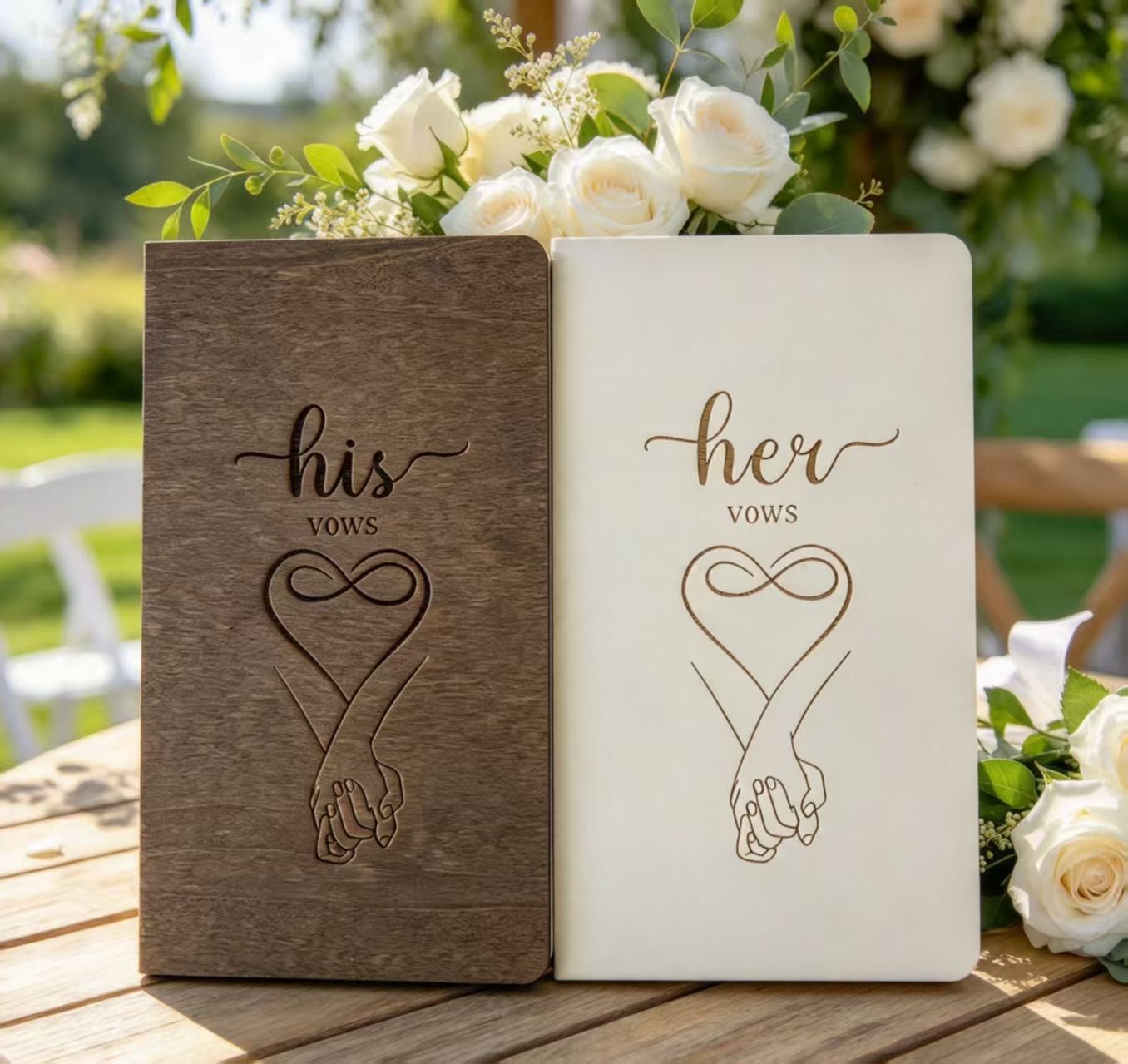 Wedding Supplies Wooden Wedding Vow Book His Her Vows Bride and Groom