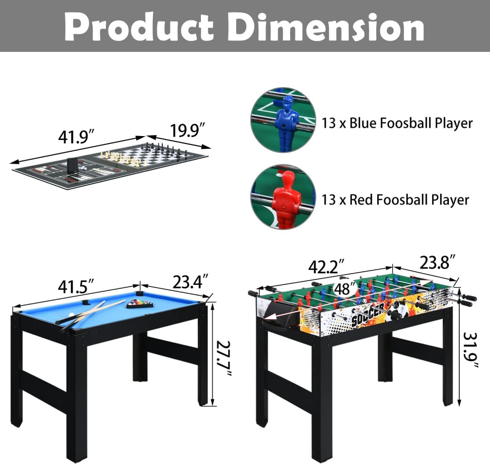 Multi-Game Table 4FT 15-In-1 Multi-Game Table