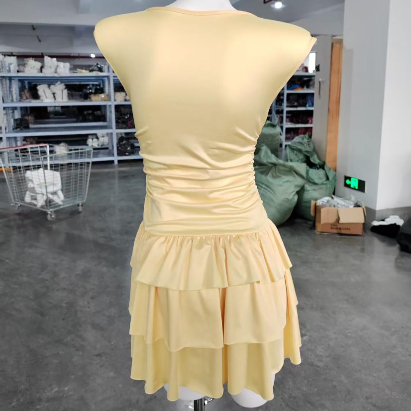 Dresses 6873 Ruched Tiered Summer Mini Dress