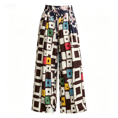 Outdoor Casual Women's Printed High-Waist Wide-Leg Pants