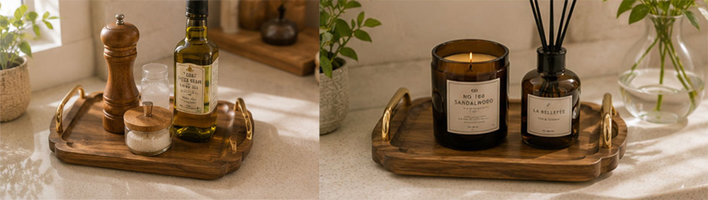 Handle Tray Metal Handle Scalloped Tray | Custom Sizes Available