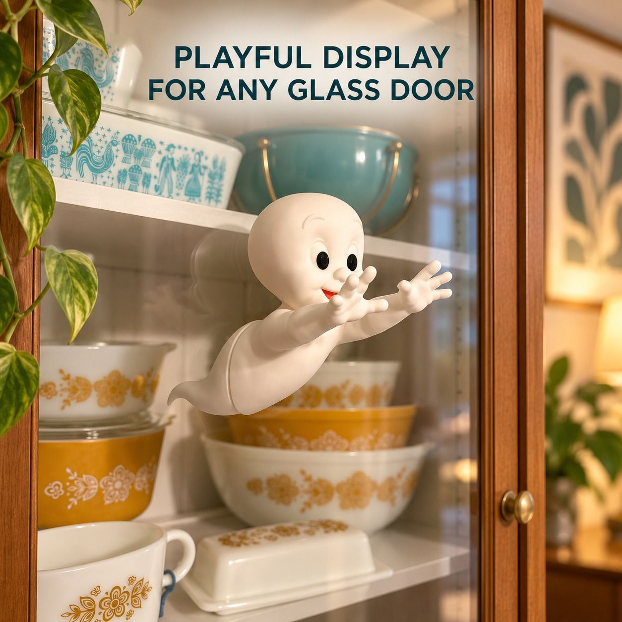 Plastic Craft Ornaments Halloween window decal; ghost passing through the window
