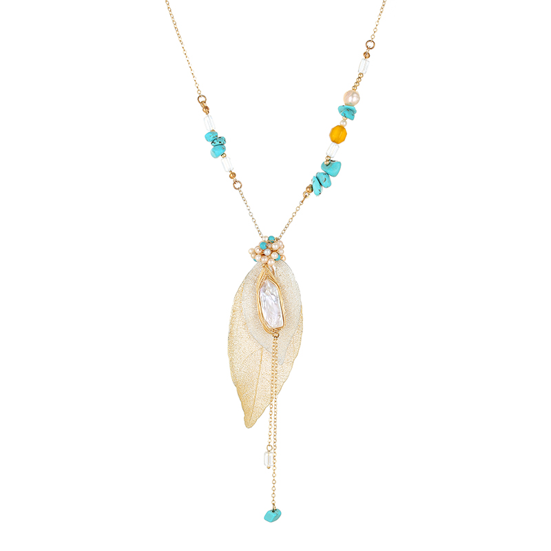 Natural Leaf Necklace Natural Vajra Leaf Necklace, European & American Style