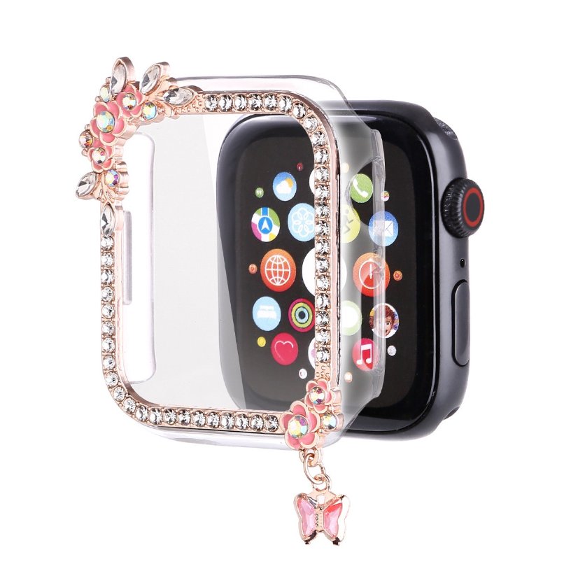 Alloy watch band Floral Rhinestone Metal Strap for Apple Watch Series 5/6/7/8/9/SE