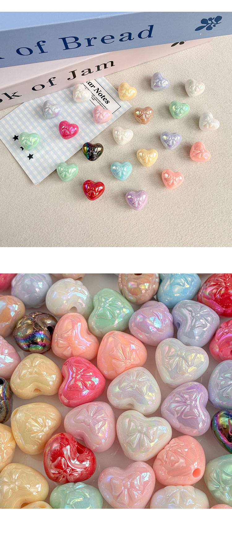 Solid Color Iridescent Plated Beads AB bow heart beads