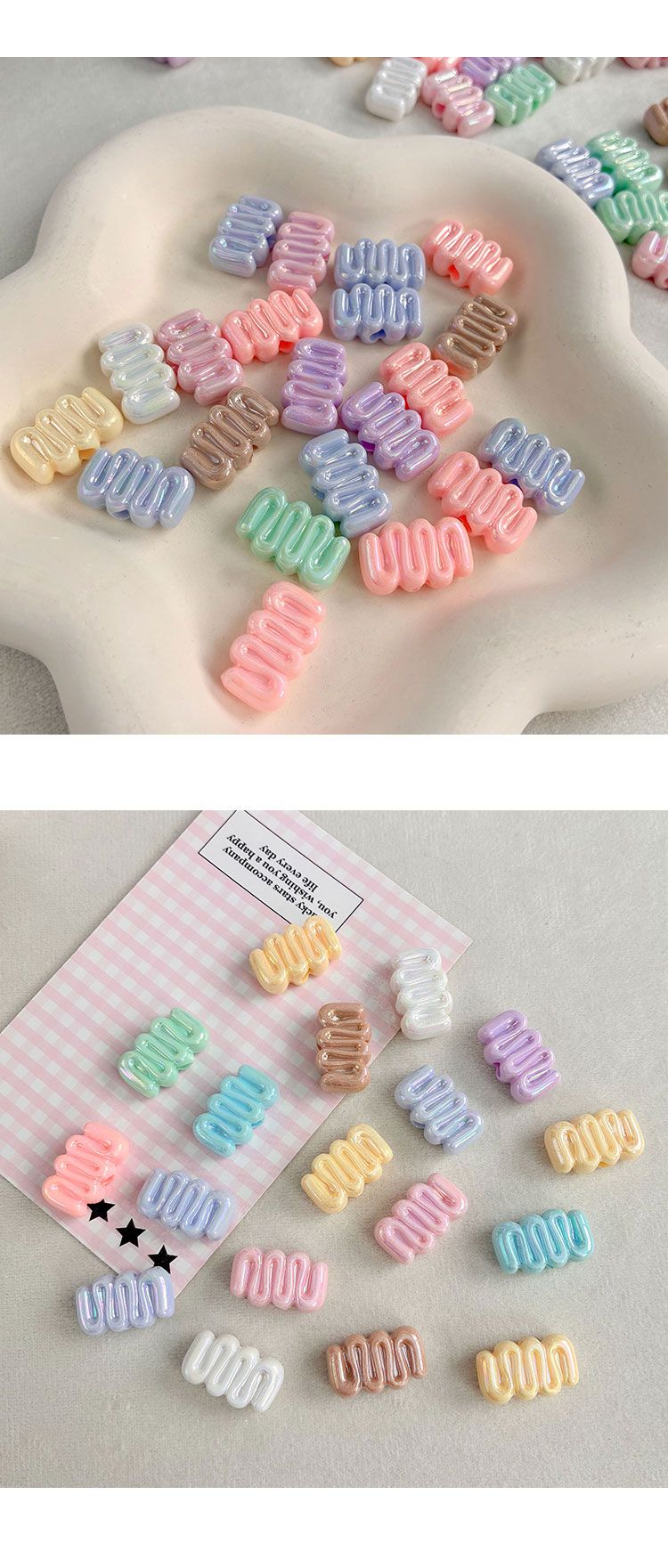 Solid Color Iridescent Plated Beads AB cream beads